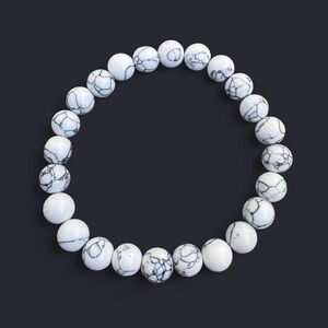 White Howlite Gemstone Bead Bracelet 8mm